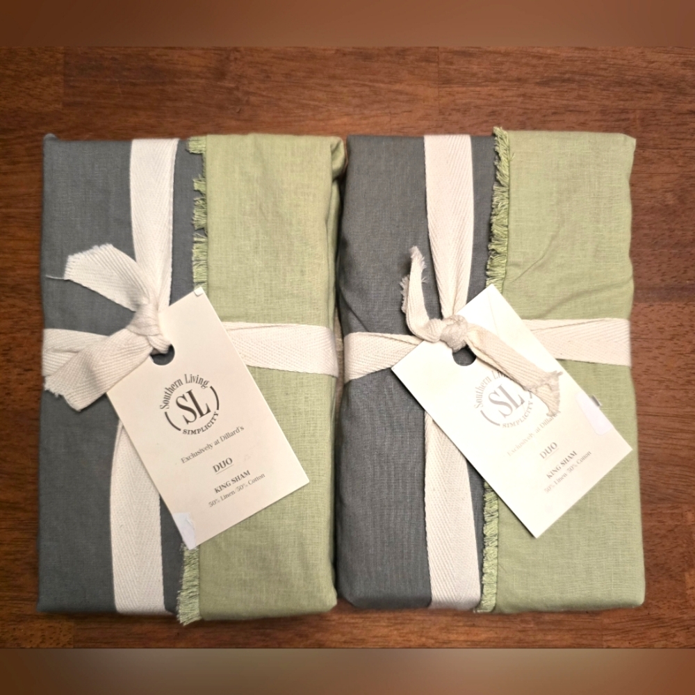SOUTHERN LIVING Linen & Cotton Duo Green King Sham Set